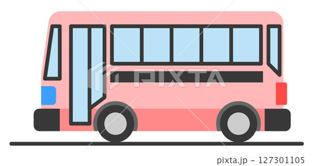 旅行で乗る観光バスや通勤で乗る公共機関のシャトルバスのイラスト 127301105