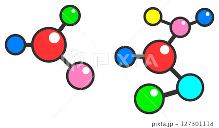 分子の結合やDNAの構造を説明したバイオテクノロジーのイラスト 分子の結合やDNAの構造を説明したバイオテクノロジーのイラスト 127301118