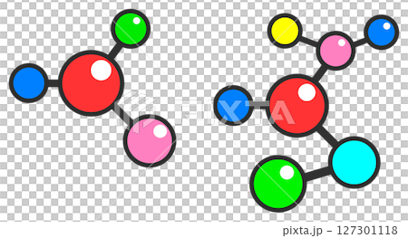 分子の結合やDNAの構造を説明したバイオテクノロジーのイラスト 分子の結合やDNAの構造を説明したバイオテクノロジーのイラスト 127301118