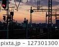 夕焼けに染まる都会の空 127301300