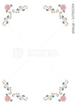 ハートがデザインされたバラのシンプルなフレーム3 127301354