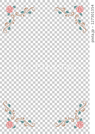 ハートがデザインされたバラのシンプルなフレーム3 127301354