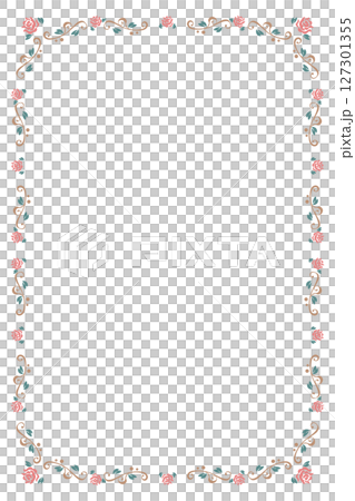 ハートがデザインされたバラのシンプルなフレーム4 127301355
