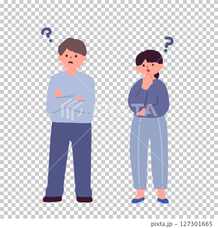 疑問を持つ若い男性と女性 疑問を持つ若い男性と女性 127301665