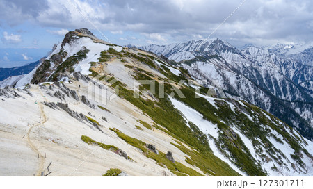 【北アルプス 燕岳 残雪期】北燕岳からの眺望 127301711