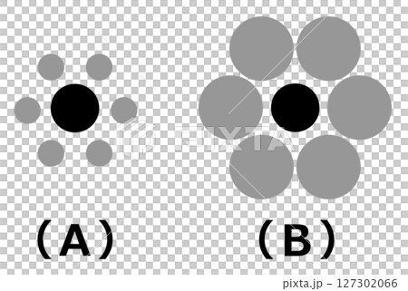 目の錯覚や心理的に大きさが来るって見える図形イラスト 目の錯覚や心理的に大きさが来るって見える図形イラスト 127302066