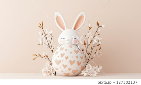 Adorable Bunny with Floral for Easter 127302137