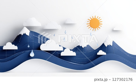 Abstract depiction of the water cycle with...のイラスト素材 [127302176] - PIXTA