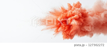 Bold Dramatic Red and Orange Powder Explosion Burst Abstract Design 127302272