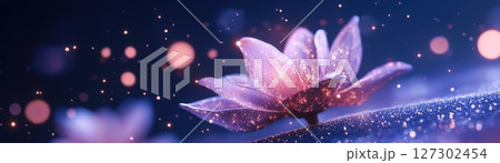 Mystical Lotus Flowers Flowing from Ganesha s Cosmic Backdrop 127302454