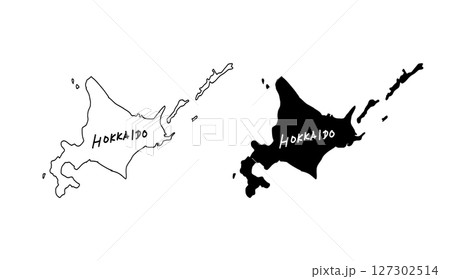 シンプルな北海道の地図の手書きベクターイラスト2 127302514