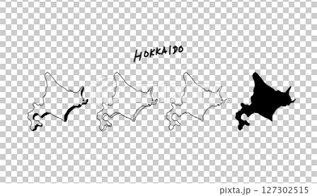 北海道三維地圖的手繪向量插圖 127302515
