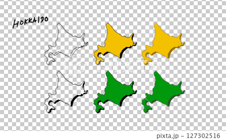 Colorful 3D Hokkaido map hand-drawn vector illustration Colorful 3D Hokkaido map hand-drawn vector illustration 127302516