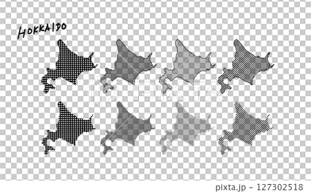 手繪單色北海道地圖向量插圖 127302518