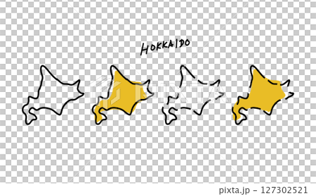 北海道地圖的流行手繪向量插圖 127302521