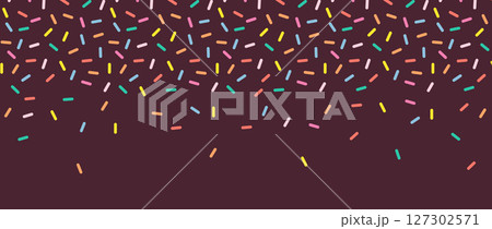 Simple Sprinkle Background. Falling sweet confetti on chocolate glaze background. Simple seamless pattern. Vector Illustration 127302571