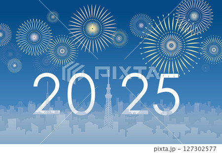 東京シルエットと花火 2025 東京シルエットと花火 2025 127302577