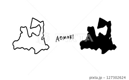 シンプルな青森県の地図の手書きベクターイラスト 127302624