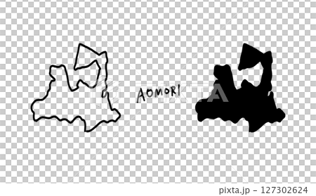 シンプルな青森県の地図の手書きベクターイラスト 127302624