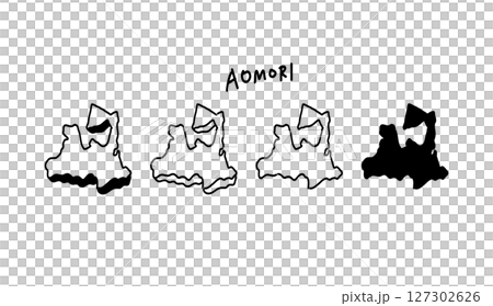 青森縣三維地圖的手繪向量插圖 127302626
