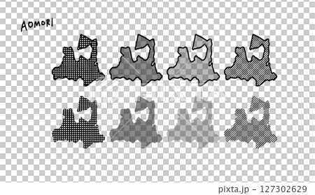 手繪的青森縣地圖向量插圖，帶有單色圖案 127302629