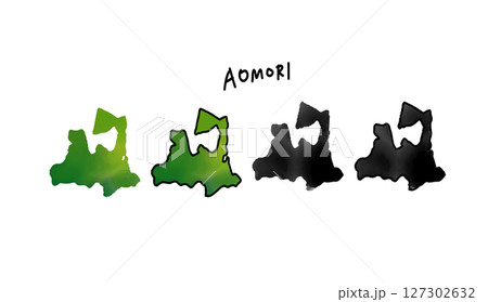 水彩で塗られた青森県の地図の手書きベクターイラスト 水彩で塗られた青森県の地図の手書きベクターイラスト 127302632