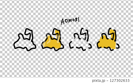 ポップな青森県の地図の手書きベクターイラスト ポップな青森県の地図の手書きベクターイラスト 127302633