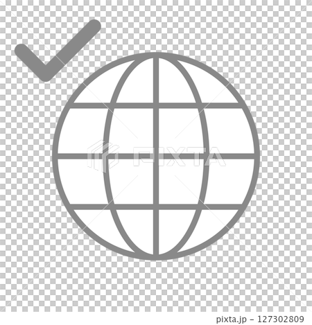 チェックマークがついたシンプルな地球のアイコン_2 127302809