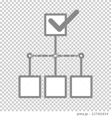 チェックマークがついたシンプルな樹形図のアイコン チェックマークがついたシンプルな樹形図のアイコン 127302814