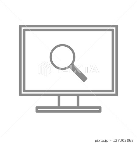 虫眼鏡が表示されたディスプレイのアイコン 127302868