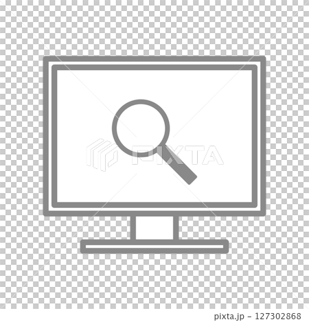 虫眼鏡が表示されたディスプレイのアイコン 127302868