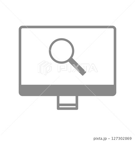 虫眼鏡が表示されたデスクトップパソコンのアイコン 127302869