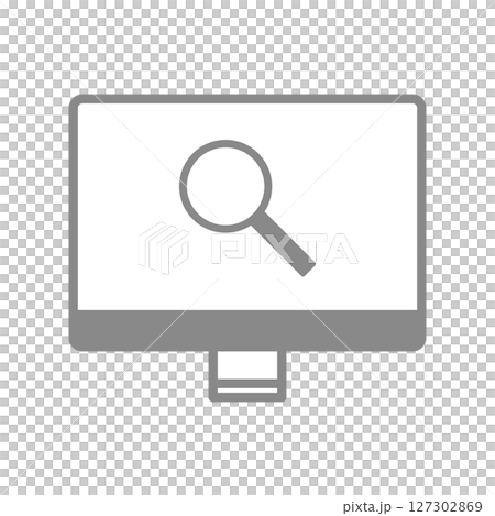 Desktop computer icon with a magnifying glass 127302869