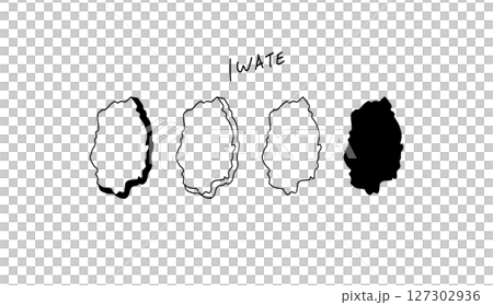 岩手縣三維地圖的手繪向量插圖 127302936