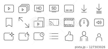 video streaming app icon set. It included clip, series, hd, media and more icons. 127303026