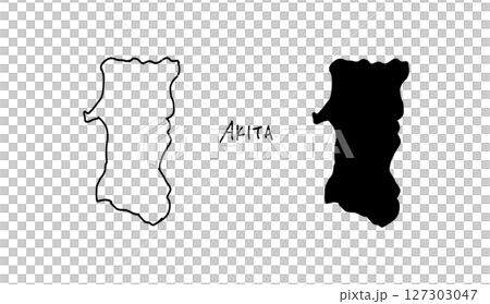 秋田縣地圖的簡單手繪向量插圖 127303047
