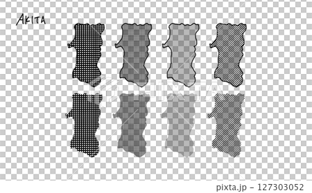 秋田縣地圖的手繪向量插圖，帶有單色圖案 127303052