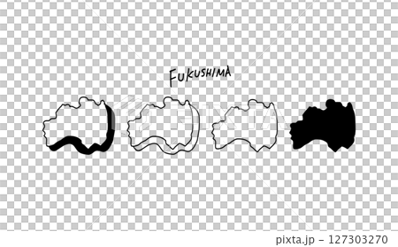 福島縣三維地圖的手繪向量插圖 127303270