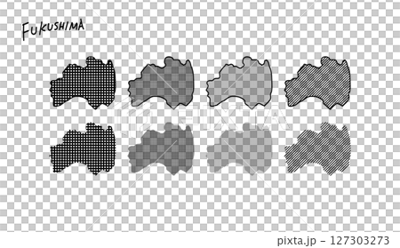 手繪的福島縣地圖向量插圖，帶有單色圖案 127303273