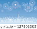 東京シルエットと花火 127303303