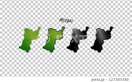 宮城縣地圖的手繪向量插圖，以水彩畫 127303380