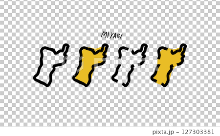 宮城縣地圖的流行手繪向量插圖 127303381