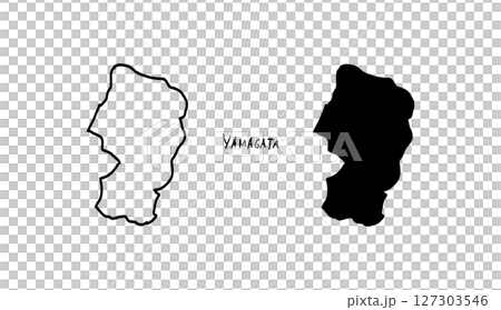 山形縣地圖的簡單手繪向量插圖 127303546