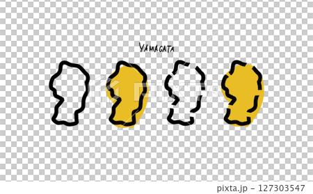 Pop hand-drawn vector illustration of a map of Yamagata prefecture 127303547