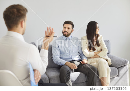 Couple Addressing Serious Relationship Problems In Therapy 127303593