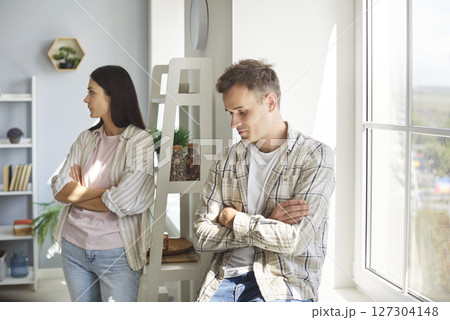 Sad Married Couple In Conflict Or Divorce At Home 127304148