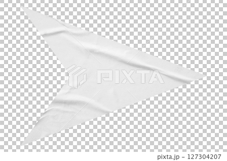 White crumpled paper arrow isolated on transparent background 127304207