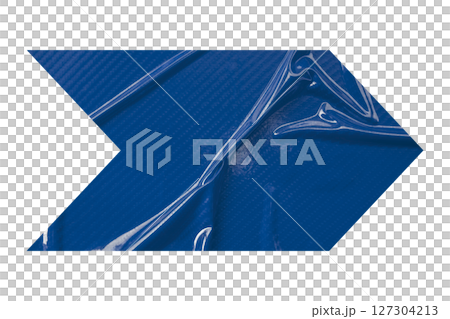 Blue crumpled paper arrow isolated on transparent background 127304213