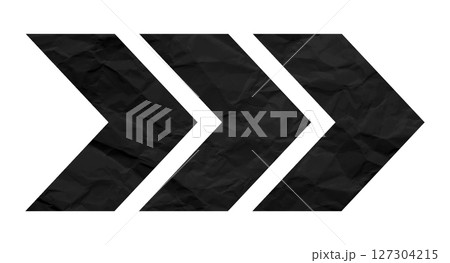 Black crumpled paper arrow isolated on transparent background. 127304215