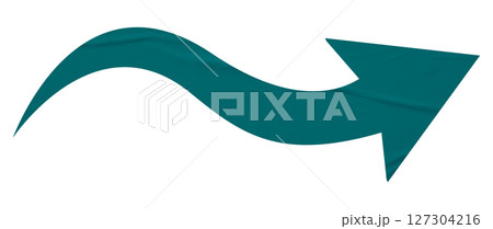 Green crumpled paper arrow isolated on transparent background 127304216